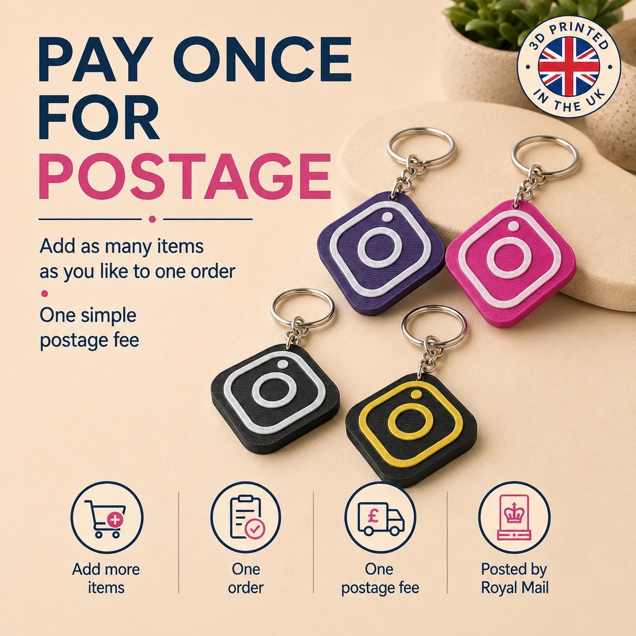 Personalised Instagram NFC Keyring | Tap to Follow Social Media Tag | UK Made