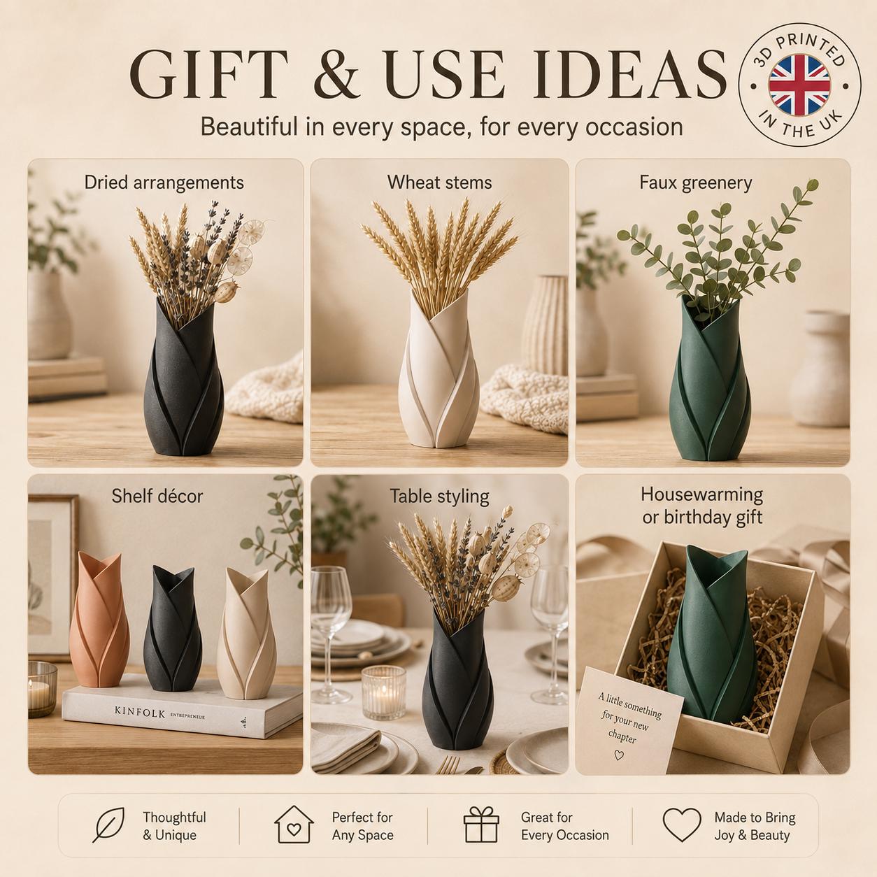 Tulip Leaf Vase | Modern Dried Flower Vase | Home Decor Gift