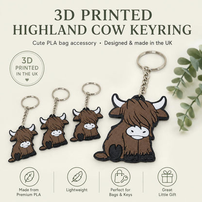 Highland Cow Keyring | Animal Charm | UK Made Bag Accessory