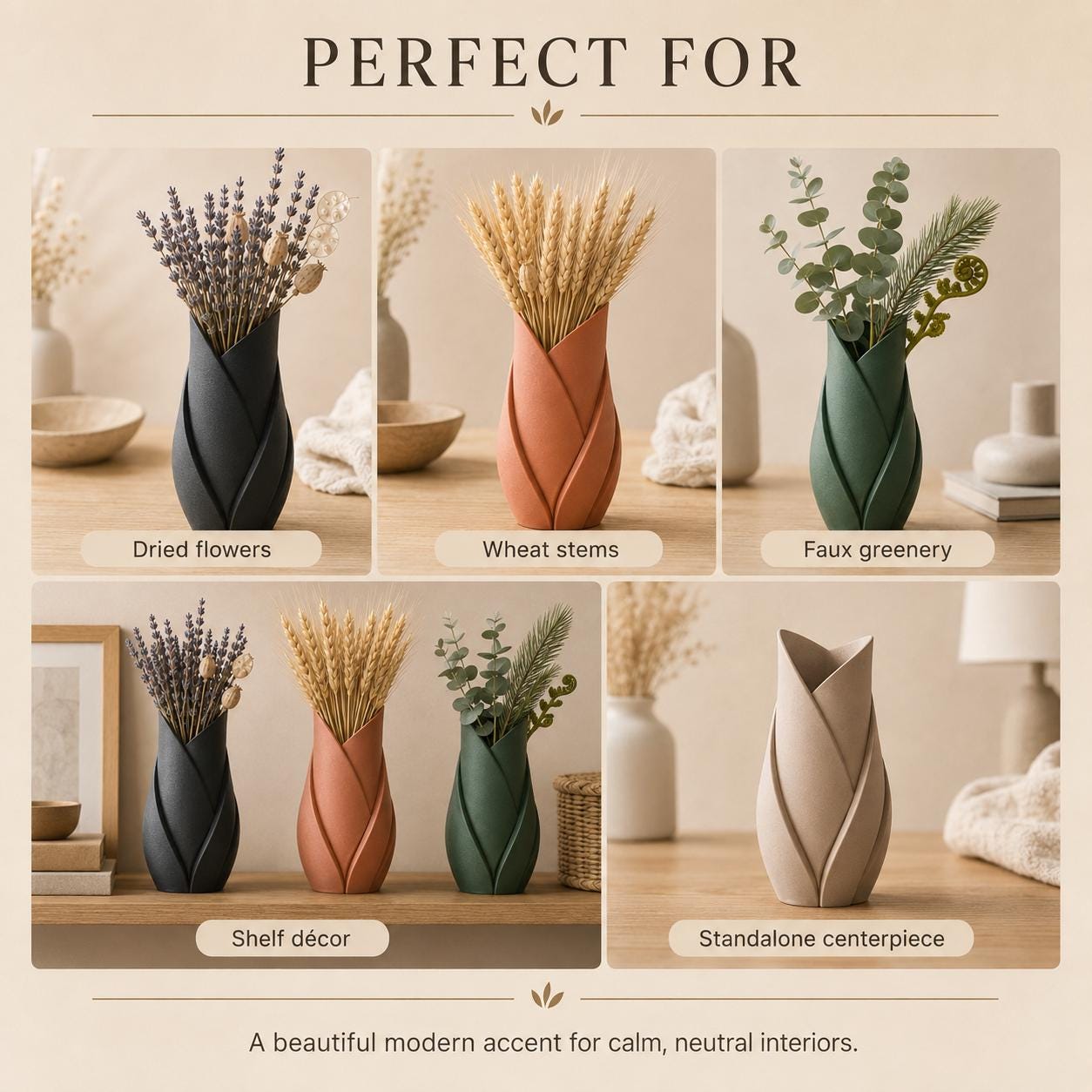 Tulip Leaf Vase | Modern Dried Flower Vase | Home Decor Gift