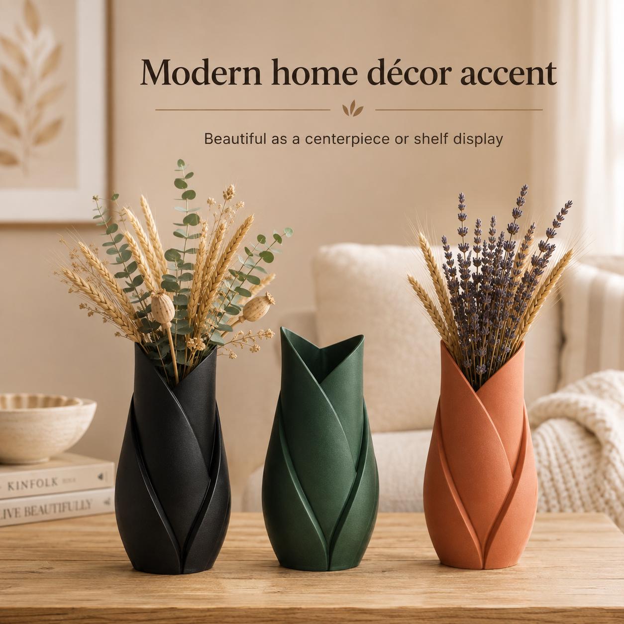 Tulip Leaf Vase | Modern Dried Flower Vase | Home Decor Gift