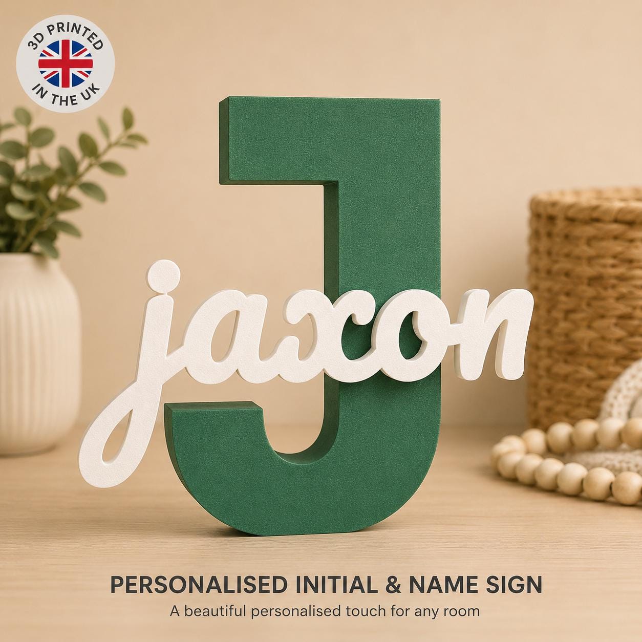 Personalised 3D Initial Name Sign | Home Decor | Kids Bedroom | Nursery Plaque
