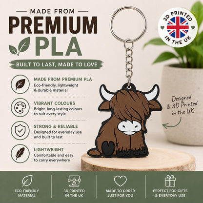 Highland Cow Keyring | Animal Charm | UK Made Bag Accessory