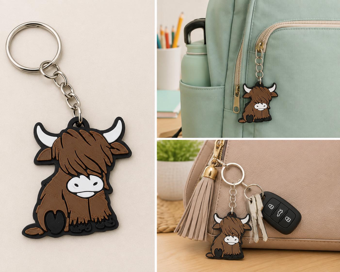 Highland Cow Keyring | Animal Charm | UK Made Bag Accessory