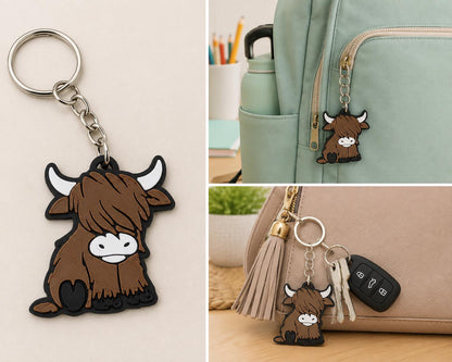 Highland Cow Keyring | Animal Charm | UK Made Bag Accessory