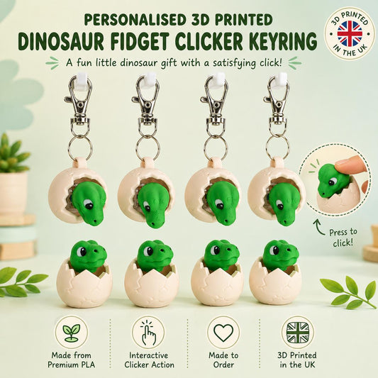Dinosaur Fidget Clicker Keyring | 3D Dino Gift