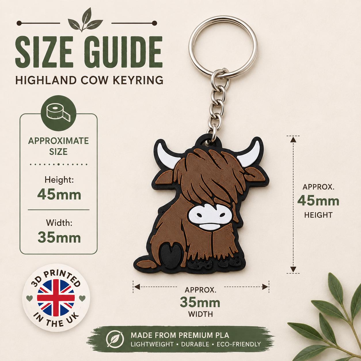 Highland Cow Keyring | Animal Charm | UK Made Bag Accessory