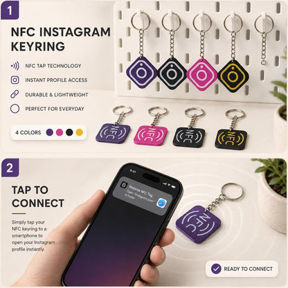 Personalised Instagram NFC Keyring | Tap to Follow Social Media Tag | UK Made