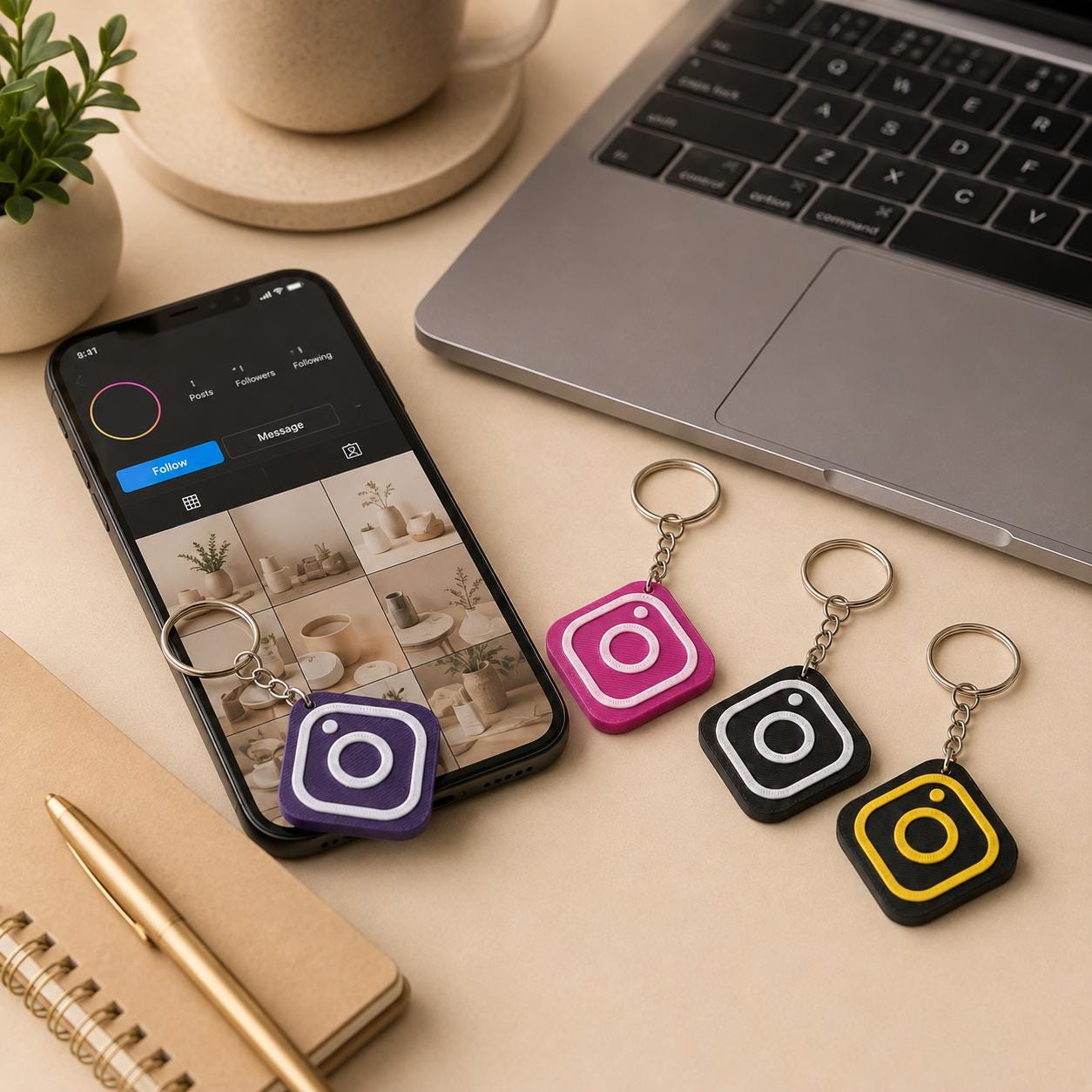 Personalised Instagram NFC Keyring | Tap to Follow Social Media Tag | UK Made