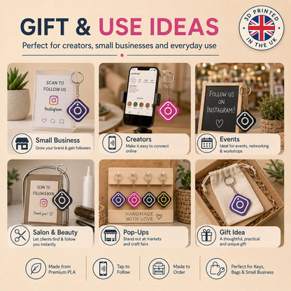 Personalised Instagram NFC Keyring | Tap to Follow Social Media Tag | UK Made