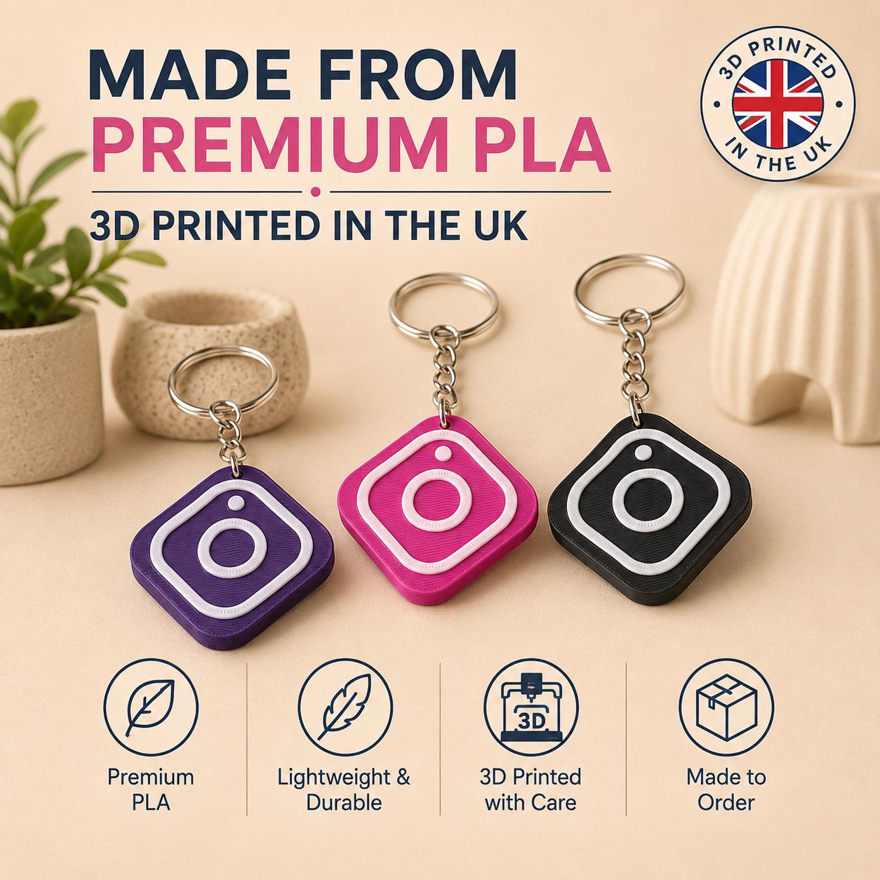 Personalised Instagram NFC Keyring | Tap to Follow Social Media Tag | UK Made