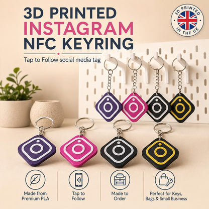 Personalised Instagram NFC Keyring | Tap to Follow Social Media Tag | UK Made