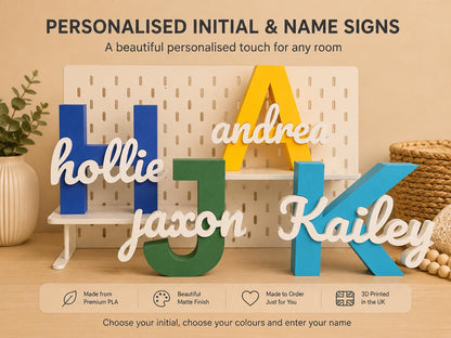Personalised 3D Initial Name Sign | Home Decor | Kids Bedroom | Nursery Plaque