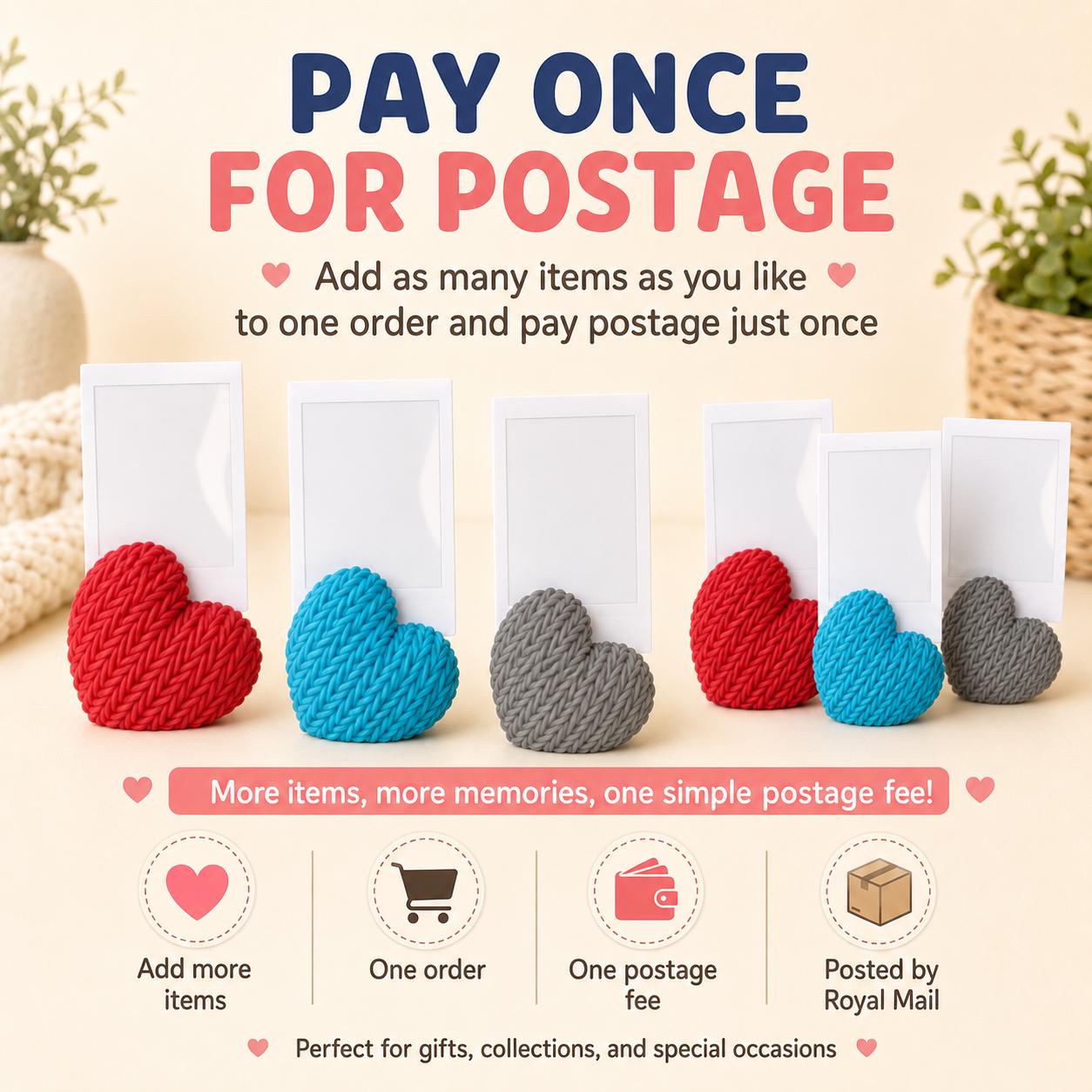 3D Knitted Heart Photo Holder | Mini Picture Stand | Pet Photo Display | Keepsake Gift